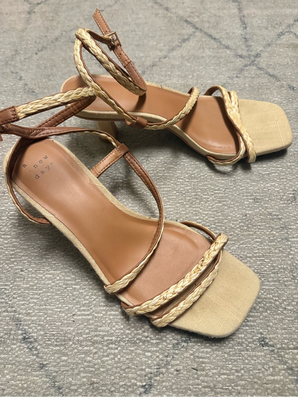 Target tan braided strap block heel sandals